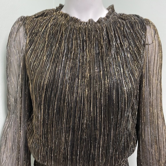 COPY - NWT Joie High Neck Smocked Metallic Sparkle Top - Picture 2 of 7
